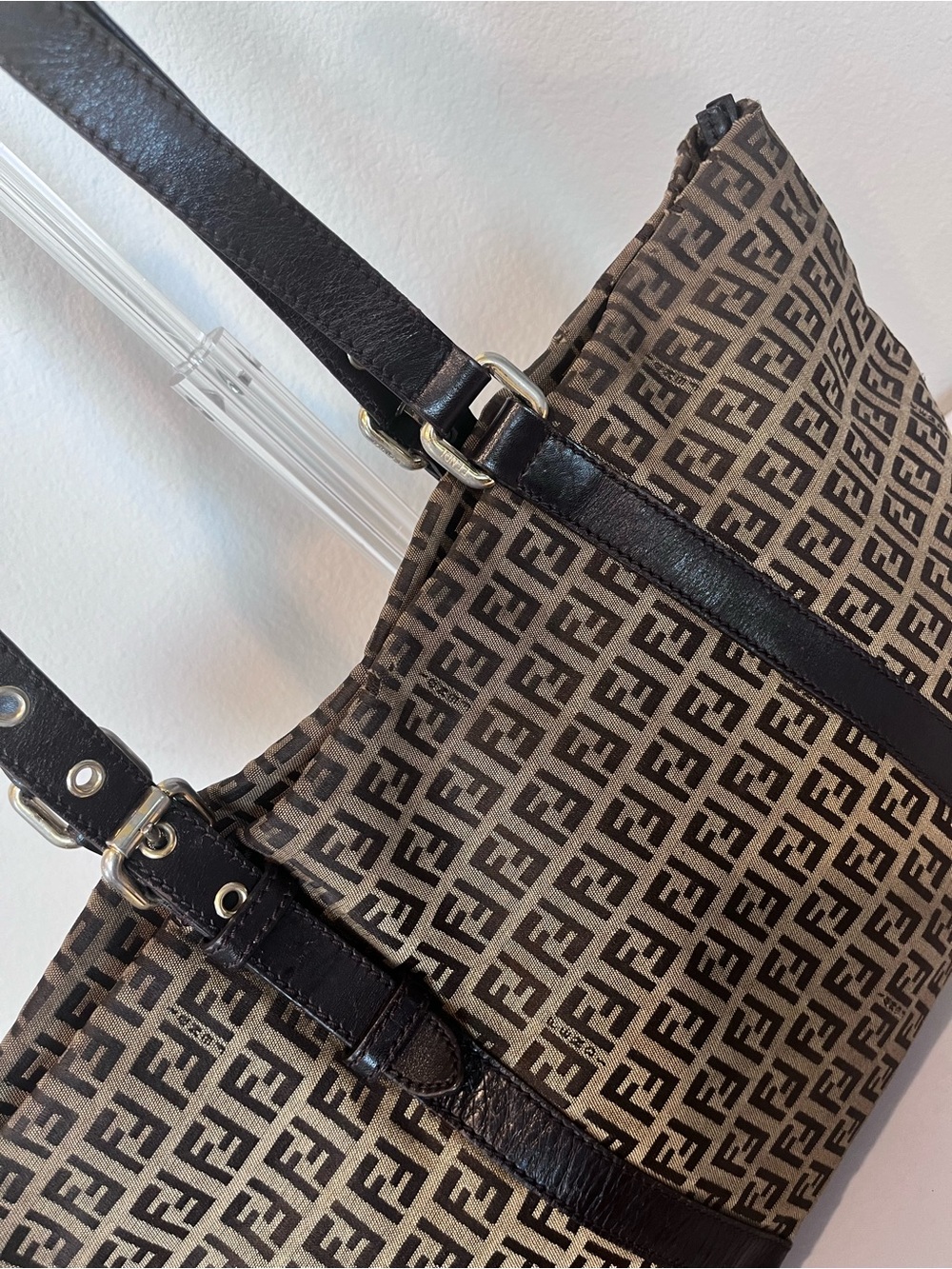 FENDI ZUCCHINO MONOGRAM CANVAS HANDBAG - Picture 10 of 12